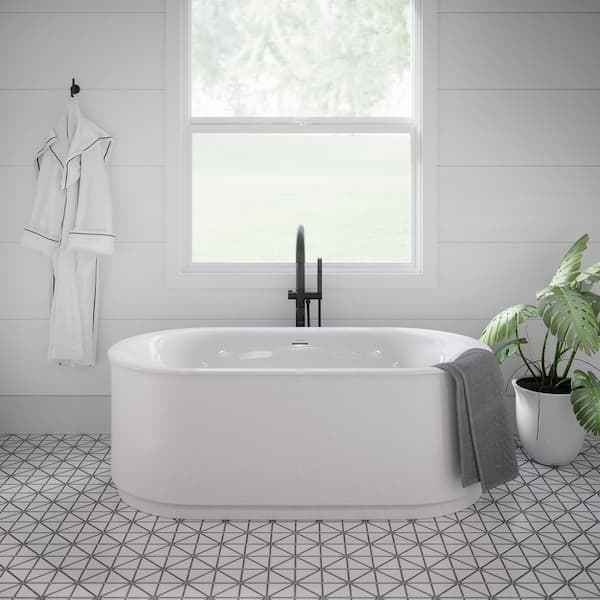 Studio S 68 in. x 34 in. Soaking Bathtub with Center Hand Drain in White