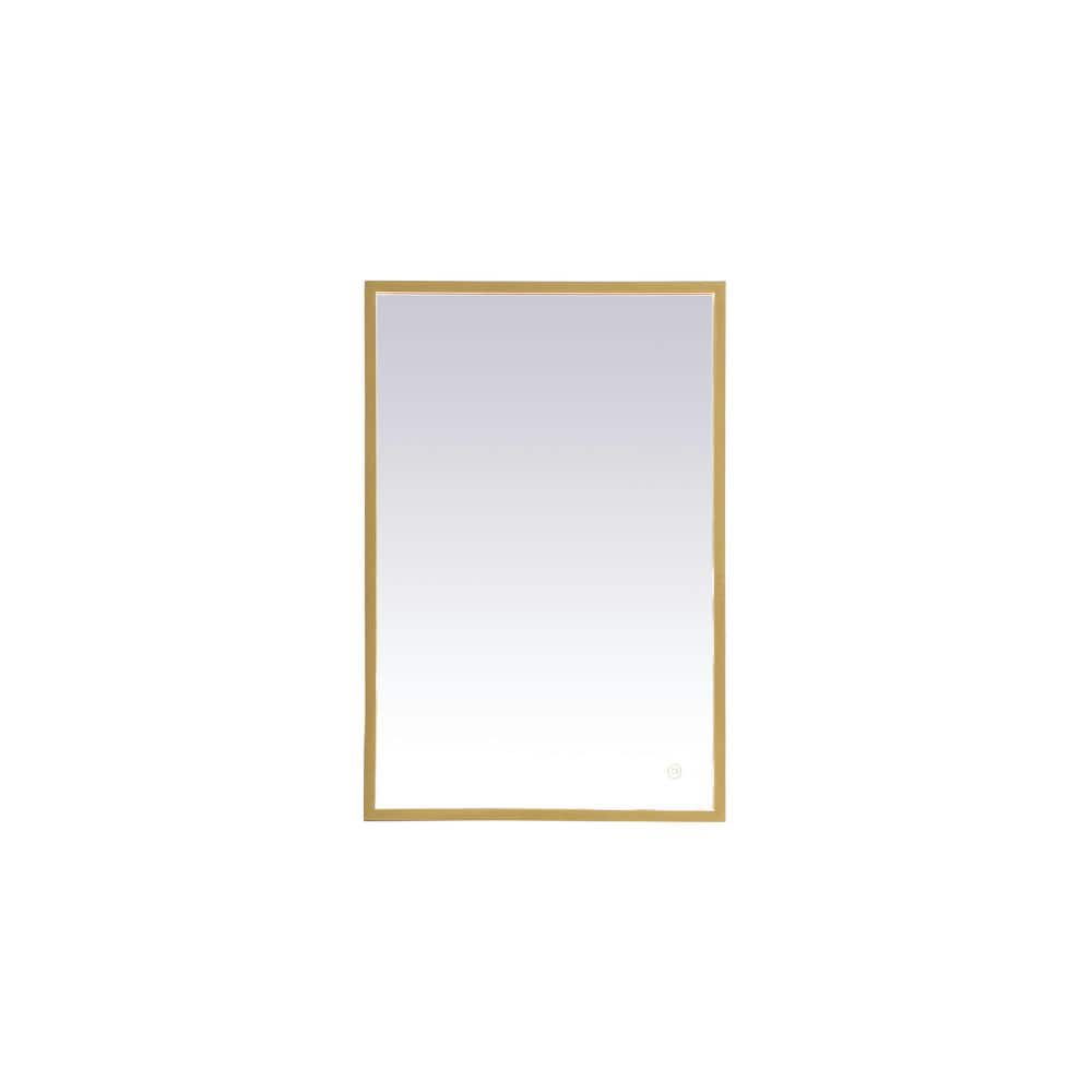 Timeless Home 20 in. W x 30 in. H Aluminum Brass LED Mirror