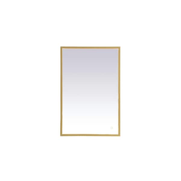 Unbranded Timeless Home 20 in. W x 30 in. H Aluminum Brass LED Mirror