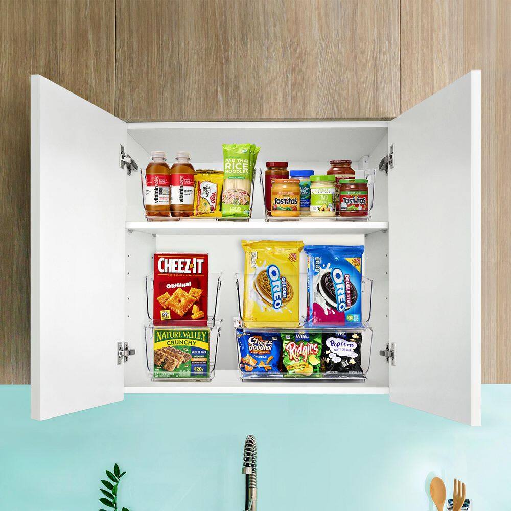 Stackable Storage Bins Open Front-Clear Acrylic Pantry and Kitchen Bins for