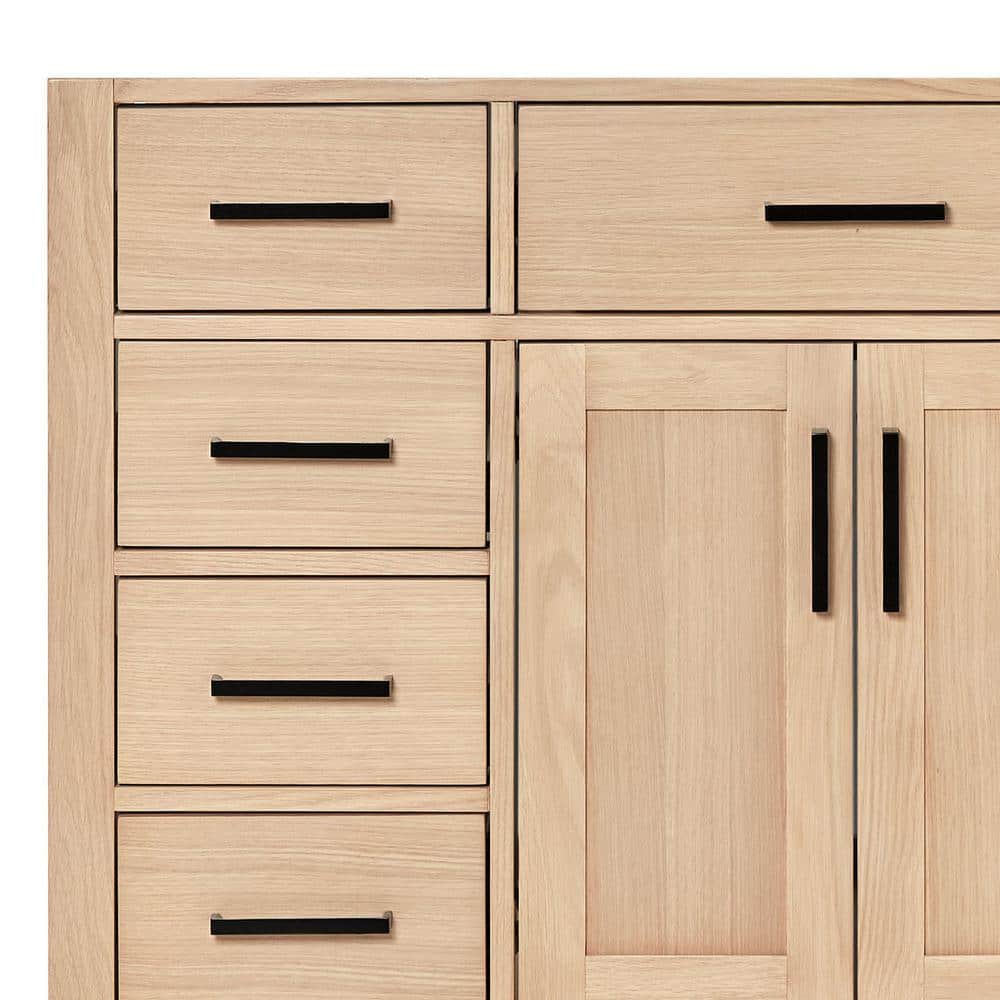 Oak Freestanding Single Vanity with Carrara Marble Top