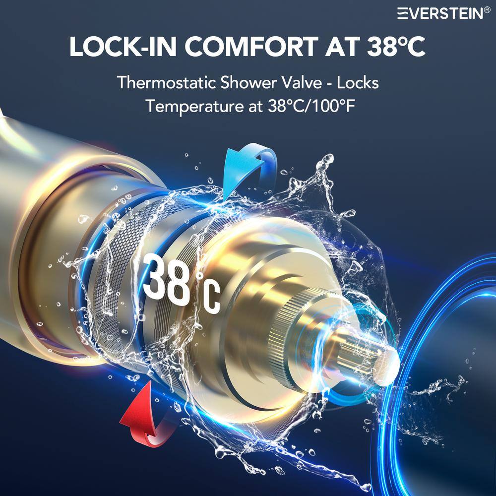 Chrome Dual Showerheads Thermostatic Shower Faucet with Handheld