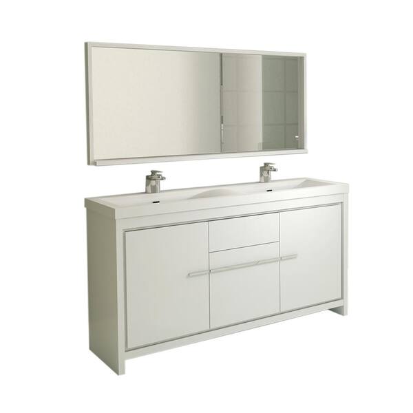 null Ripley 56.65 in. W x 19.87 in. D x 34.12 in. H Vanity in White with Acrylic Vanity Top in White with White Basin