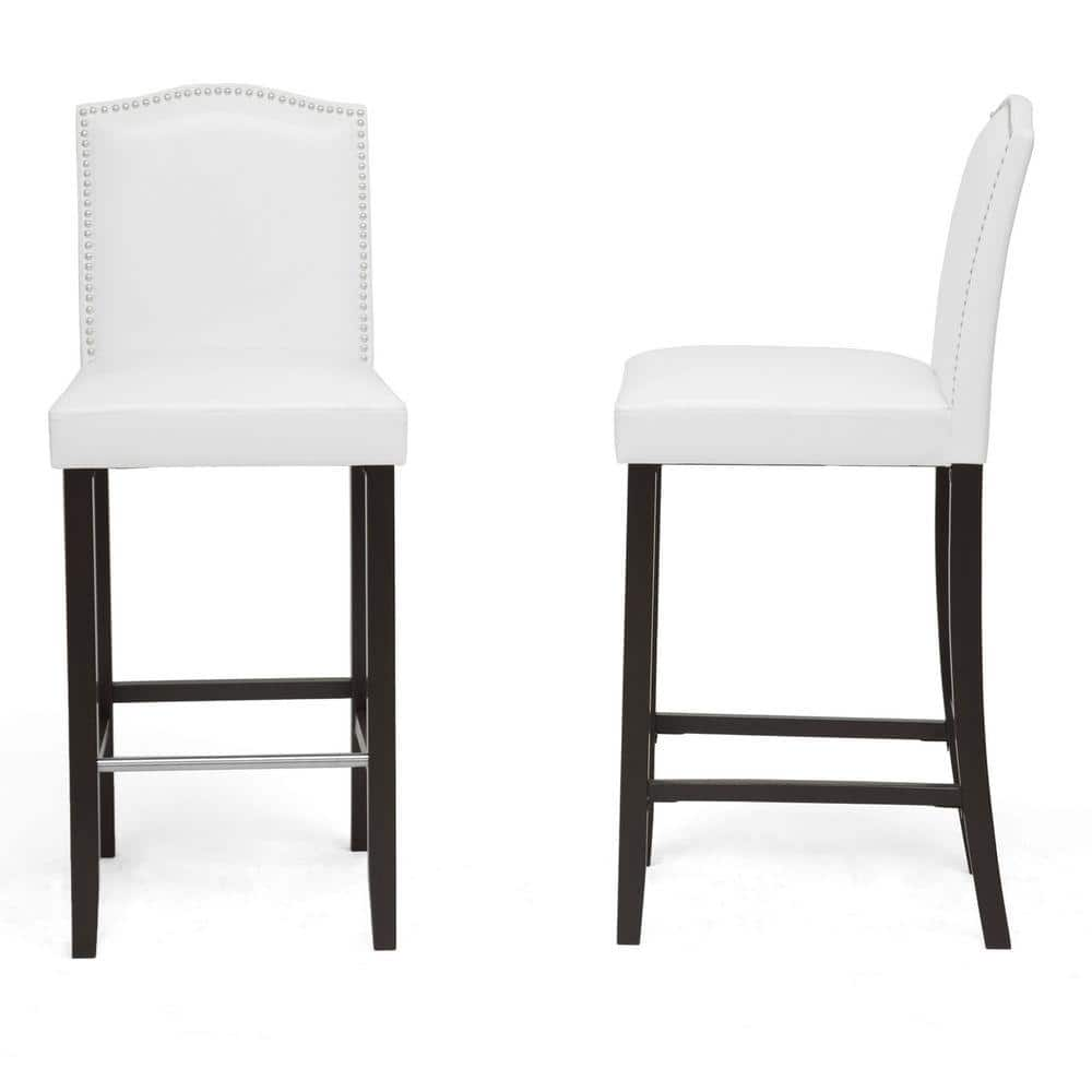 Baxton Studio Libra White Faux Leather Upholstered 2-Piece Bar Stool Set  2PC-4298-HD - The Home Depot