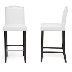 Libra White Faux Leather Upholstered 2-Piece Bar Stool Set