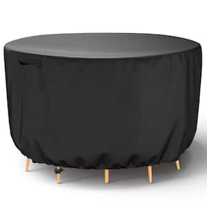 Heavy Duty Waterproof Black Round Table and Chair Set Cover