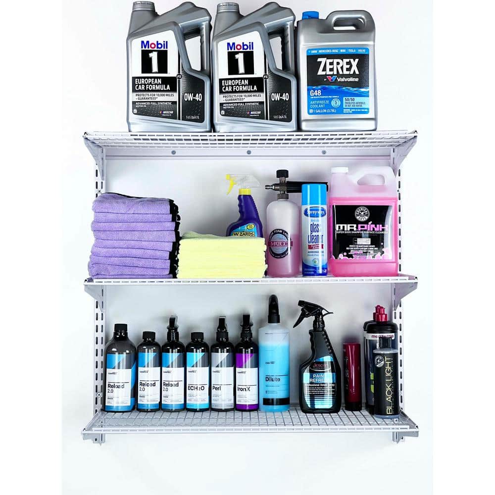 Expandable Wired White Steel Wall-Mount Shelving Unit, 3-Tier