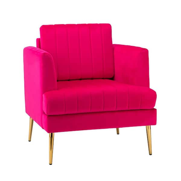 JAYDEN CREATION Tyndaridae 31 in. Fuchsia Polyester Arm Chair with Metal Legs