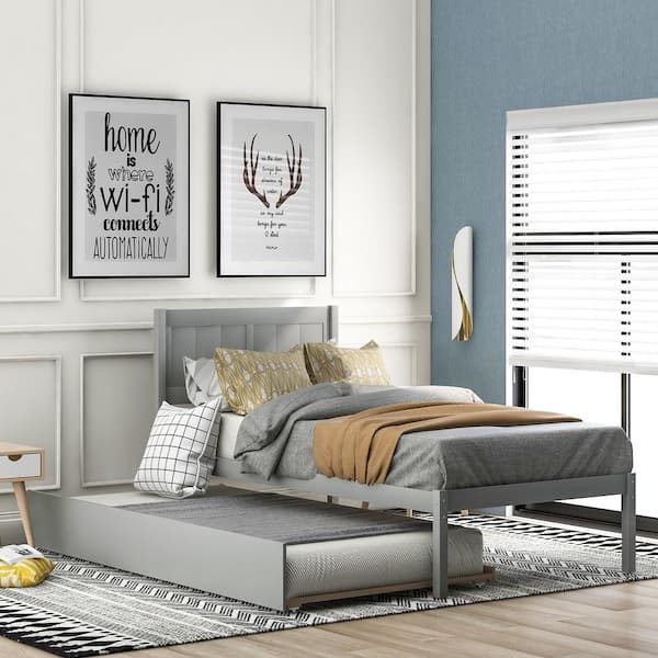 Eer Gray Twin Wood Platform Bed With, Holbrook Twin Platform Bed With Pop Up Trundle Build