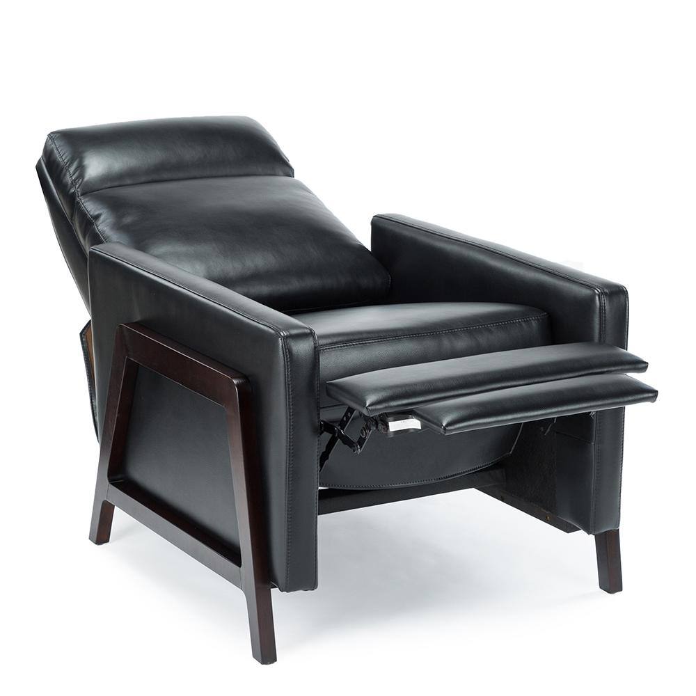 Maxton Black Faux Leather Mid-Century Modern Recliner