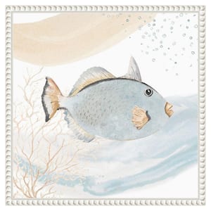 "Ocean Oasis Waves Blue Fish" by Patricia Pinto 1-Piece Floater Frame Giclee Animal Canvas Art Print 16 in. x 16 in.