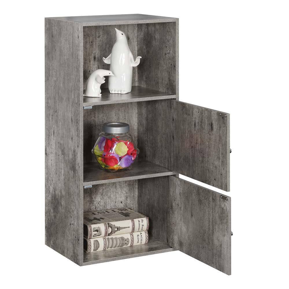 Freestanding Faux Birch Office Storage Cabinet with Chrome Knobs