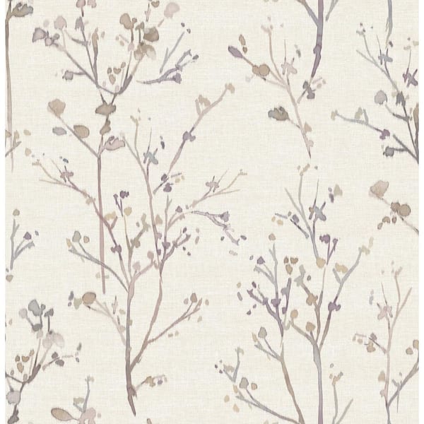 Silverling Lavender Budding Branches Wallpaper