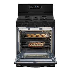 5.0 cu. ft. Gas Range with Self Cleaning and Center Oval Burner in Black