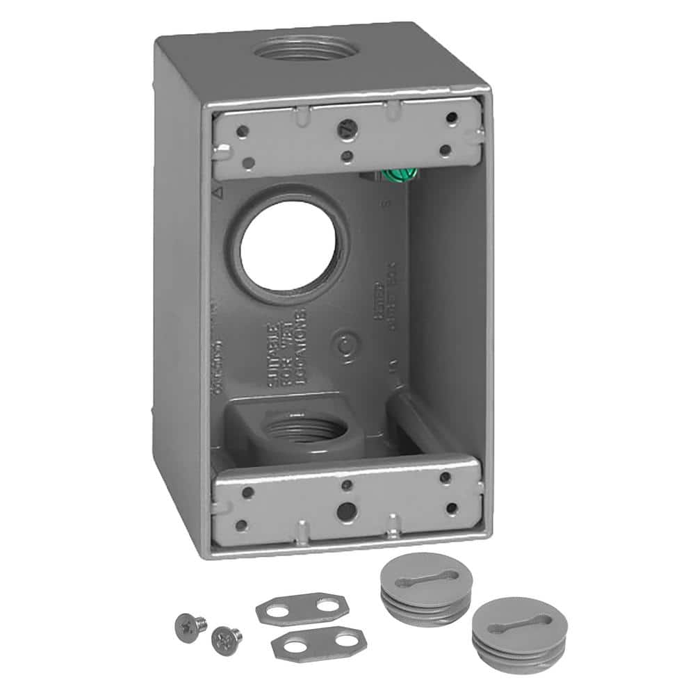 1-Gang Metal Weatherproof Deep Electrical Outlet Box with (3) 3/4 inch Hole