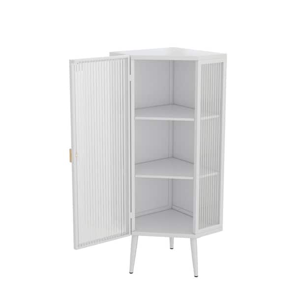 22.25 in. W x 16.54 in. D x 43.3 in. H Bathroom White Linen Cabinet