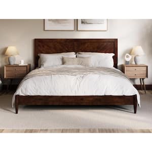 Berkshire Walnut Brown Solid Wood Frame King Low Profile Platform Bed