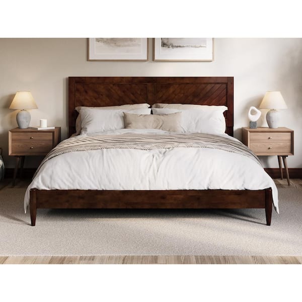 AFI Berkshire Walnut Brown Solid Wood Frame King Low Profile Platform Bed
