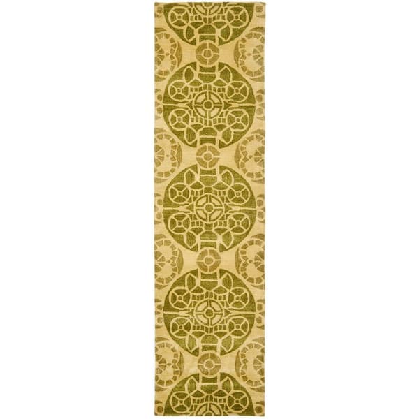 SAFAVIEH Wyndham Honey/Green 2 ft. x 9 ft. Floral Runner Rug