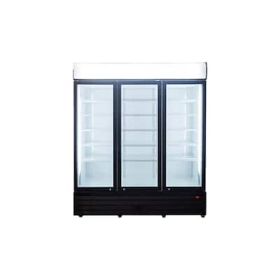 72 in. W 56.5 cu. ft. Commercial Refrigerator Merchandiser with Three Glass Doors in White Coated Steel