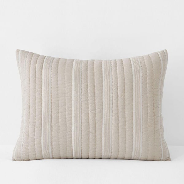Company Cotton Stripe Natural Quilt Cotton Standard Sham