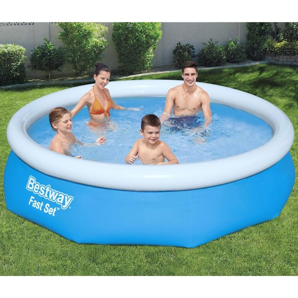 330 - 57269E-BW Bestway in. with Filter GPH Fast 10 Pump D The Home Pool ft. Inflatable 30 Depot x Round Set