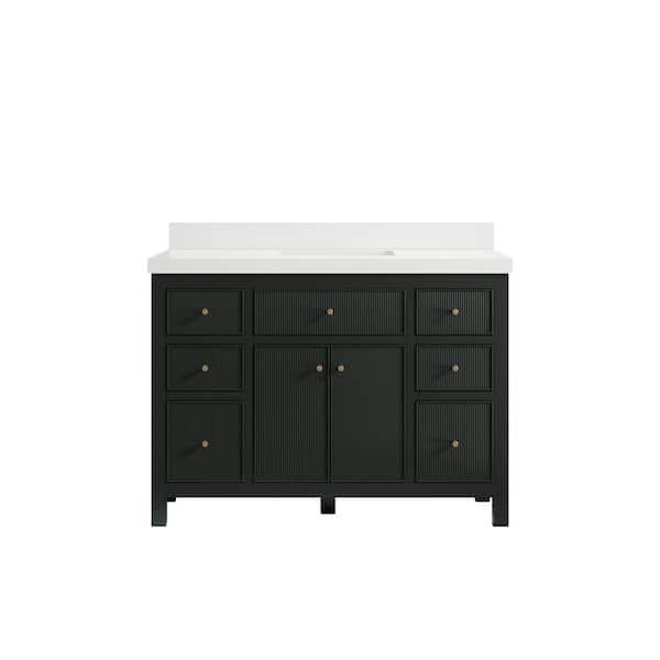 Willow Collections Sonoma 48 in. W x 22 in. D x 36 in. H Bath Vanity in Dark Green with 2 in. White Quartz Top