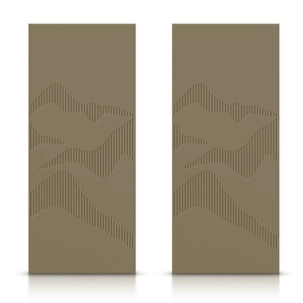 CALHOME 60 in. x 84 in. Hollow Core Olive Green Painted Composite MDF Interior Double Closet Sliding Doors