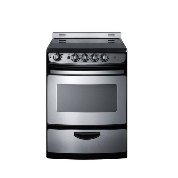 Summit Appliance 24 in. 3 cu. ft. Slide-In Electric Range in Stainless Steel