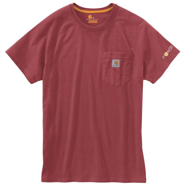 Carhartt Men's 2X-Large Dark Barn Red Heather Polyester/Cotton Force Cotton Delmont Short Sleeve T-Shirt Relaxed Fit