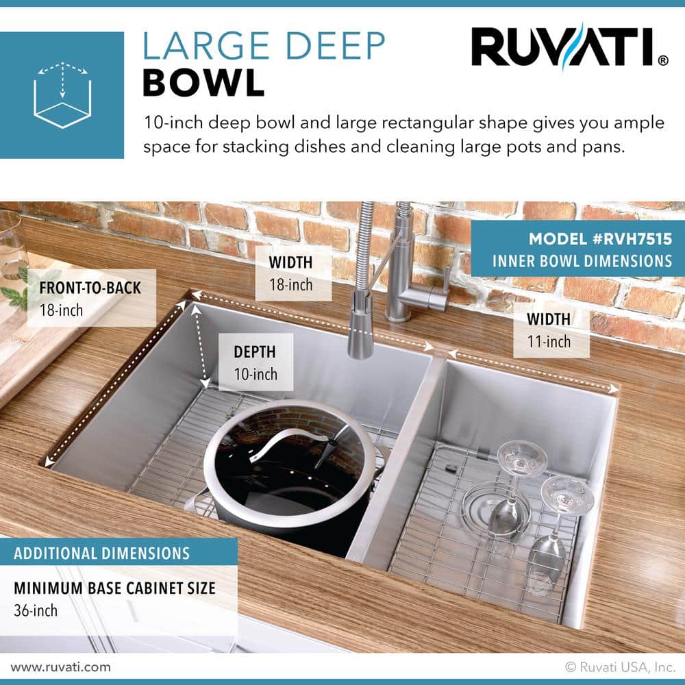 Ruvati 32-inch Stainless Steel Double Bowl Undermount Kitchen Sink