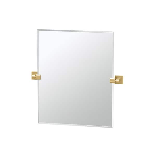 Gatco Elevate 24 in. W x 24 in. H Frameless Rectangular Beveled Edge Bathroom Vanity Mirror in Brushed Brass