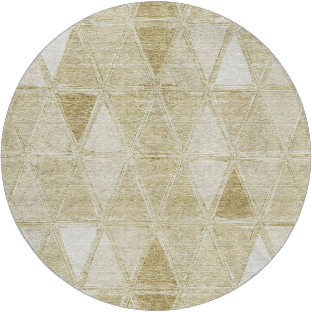 Dream Shag Premium Machine Washable Abstract ADS722 Khaki 8 ft. x 8 ft. Round Rug price history on PriceWatchPro
