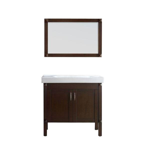 Unbranded Ottis 36 in. Vanity in Tobacco with Porcelain Vanity Top in White