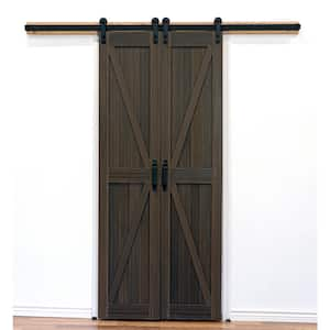 36 in. x 84 in. Board and Batten Composite PVC Hickory Split Sliding Barn Door with Hardware Kit