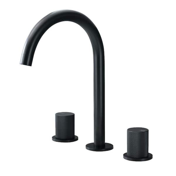 YASINU 8 in. Widespread Double Handle Bathroom Faucet in Matte Black