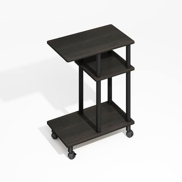 Furinno Turn-N-Tube 19.69 in. Black Espresso/Black Wood End Table with Casters
