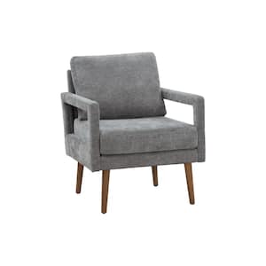 Grey Mid-Century Living Room Armchair Accent Chair with Chenille Armrest and Soft Cushion Stylish Accent Chair