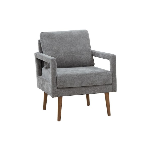 Unbranded Grey Mid-Century Living Room Armchair Accent Chair with Chenille Armrest and Soft Cushion Stylish Accent Chair
