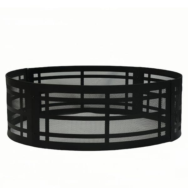 36 in. Metal Wood Burning Outdoor Fire Pit Ring Round Lattice Campfire Ring for Outdoor Camping