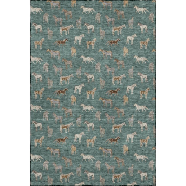 Mayfield Premium Machine Washable Abstract AMF2521 Basil 10 ft. x 14 ft. Area Rug