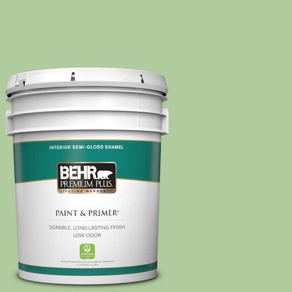 BEHR PREMIUM PLUS 5 gal. #440D-4 Desert Cactus Semi-Gloss Enamel Low Odor Interior Paint & Primer