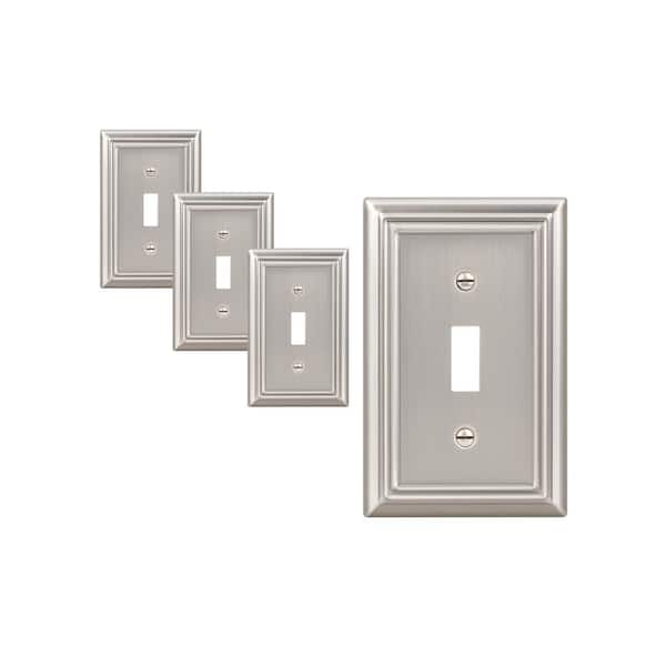 1-Gang Brushed Nickel Toggle Metal Wall Plates (4-Pack)