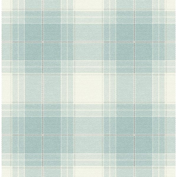 Seabrook Designs 56 sq. ft. Aquamarine Harrelson Plaid Unpasted Paper Wallpaper Roll