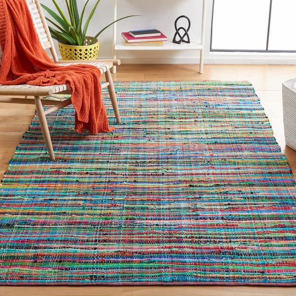 Rag Rug Green/Multi 6 ft. x 9 ft. Striped Area Rug