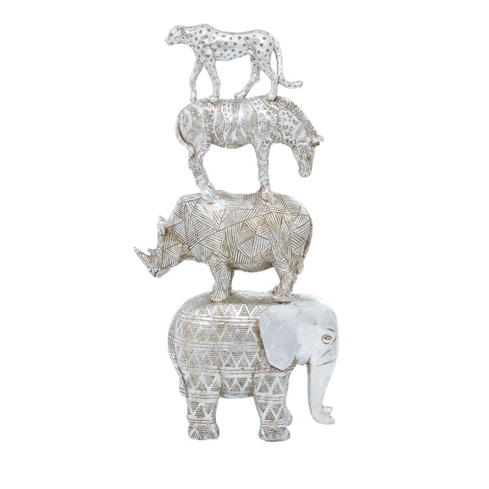 Elegant Nickel Finish Elephant Sculpture 10"x20" Art Deco Accent