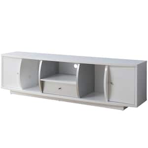 Borough 72 in. Glossy White TV Stand with 1 Drawer Fits TV's up to 83 in. with Multi Storage