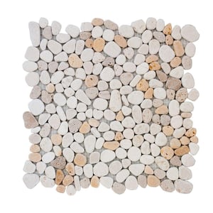 Creama River Rock 11.25 in. x 11.25 in. Honed Marble/ Limestone Floor and Wall Mosaic Tile (.0878 sq. ft./Each)