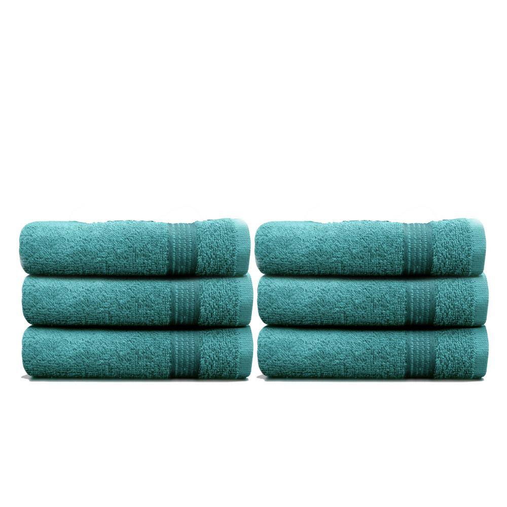 Context 6Piece Teal Geometric 100 Cotton Hand Towel Set PKTEAH6