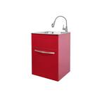 All-in-One 24.2 in. x 21.3 in. x 33.8 in. Stainless Steel Utility Sink and Large Empire Red Drawer Cabinet